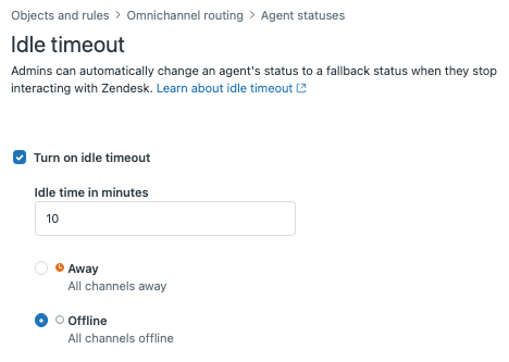 Zendesk statut inactif automatique