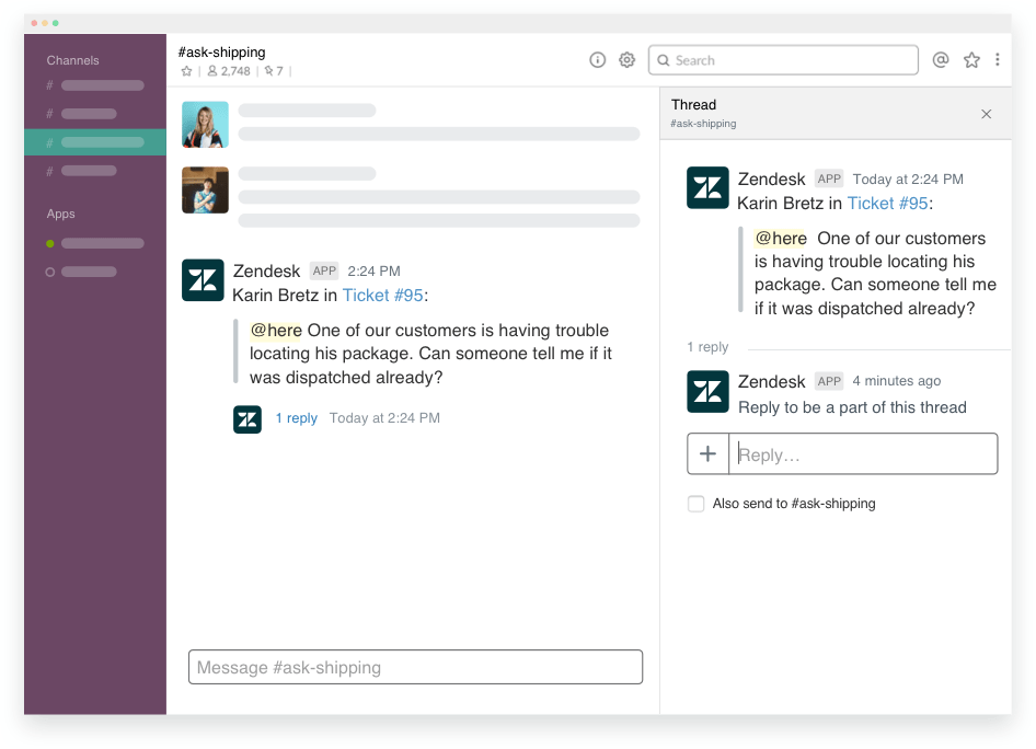 Slack sur Zendesk